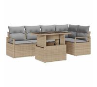 vidaXL Juego de sofá de jardín de 6 Piezas con Cojines Beige de ratán sintético | Muebles modulares para Exteriores, cómodos y Resistentes a la Intemperie, Incluye Mesa de café para terraza o Patio i