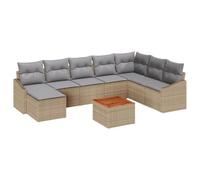 vidaXL Juego de Sofá de Jardín de 9 Piezas Beige Ratán Sintético Acacia | Asientos Exteriores con Cojines Diseño Modular Ideal para Balcón o Patio Muebles Estilosos y Resistentes a la Intemperie con C
