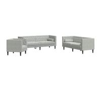 vidaXL Juego de Sofá Gris Claro Terciopelo, Sofá Clásico de Terciopelo, Mueble Elegante para Sala, Asiento Cómodo y Resistente, Tapizado de Lujo