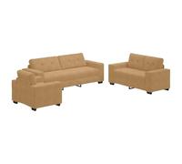vidaXL Juego de Sofá Moderno de Terciopelo 3 Piezas Sofá para Sala de Estar con Tela Suave Marrón Asientos Cómodos para el Hogar y la Oficina Incluye Sillón 2 Plazas Muebles Elegantes Interiores Ater