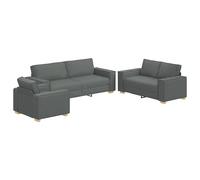 vidaXL Juego de Sofá Moderno Gris Oscuro para 6 | Asientos Elegantes de Sala de Estar | Estructura de Madera y Poliéster Duradera | Acabado de Tela Texturizada