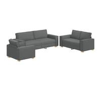 vidaXL Juego de Sofá Moderno Gris Oscuro para 6 | Asientos Elegantes de Sala de Estar | Estructura de Madera y Poliéster Duradera | Acabado de Tela Texturizada