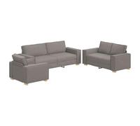 vidaXL Juego de Sofá Moderno Taupe Cómodo 3 Plazas 2 Y Sillón para Sala de Estar u Oficina | Elegante Tapicería de Poliéster Fresco Solución de Asientos de Interior Muebles Couch Duradero