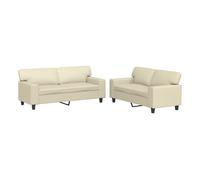 Vidaxl juego de sofás 2 piezas cuero sintético color crema