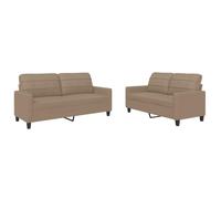 vidaXL Juego de sofás 2 pzas Sillones de televisión relax con cojines Cuero sintético capuchino