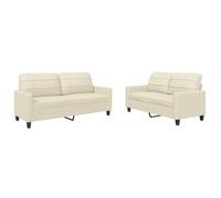 vidaXL Juego de Sofás 2 pzas, Sillones de Televisión con Cojines, Sofás de Descanso Relax, Asientos Tapizados para Salón, Cuero Sintético Crema