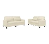 vidaXL Juego de Sofás 2 pzas, Sillones de Televisión con Cojines, Sofás de Descanso Relax, Asientos Tapizados para Salón, Cuero Sintético Crema