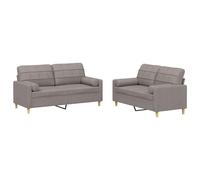 vidaXL Juego de Sofás 2 pzas, Sillones de Televisión con Cojines, Sofás de Descanso Relax, Asientos Tapizados para Salón, Tela Gris Taupe