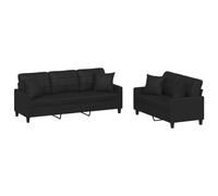 vidaXL Juego de Sofás 2 pzas, Sillones de TV con Cojines, Sofás de Descanso Relax, Asientos Tapizados para Salón Hogar, Cuero Sintético Negro