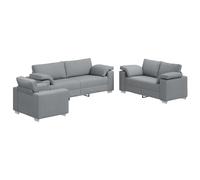 vidaXL Sofás de 2 y 3 Plazas en Gris Claro | Juego de Sofás Moderno y Cómodo | Muebles Textileno Duraderos y Estilosos para una Decoración Ideal del Hogar