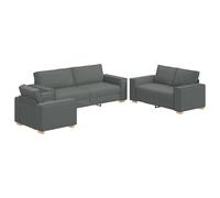 vidaXL Juego de Sofá Moderno Gris Oscuro para 6 | Asientos Elegantes de Sala de Estar | Estructura de Madera y Poliéster Duradera | Acabado de Tela Texturizada