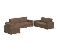vidaXL Conjunto de Sofá Moderno Uso Interior Resistente Tela Marrón Incluye 3 Plazas 2 Sillones Ideal para Sala de Estar O Oficina Mantenimiento Fácil Tapicería Mueble Asientos Cómodos