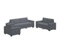 vidaXL Juego de sofás 3 Piezas con Cojines Terciopelo Gris Oscuro