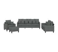 vidaXL Juego de Sofás 4 pzas, Asientos con Cojines Reposabrazos, Sillones de Televisión Relax, Sofás Tapizados para Salón Hogar, Tela Gris Oscuro