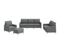 vidaXL Juego de Sofás 4 pzas, Sillones de Televisión con Cojines, Sofás de Descanso Relax, Asientos Tapizados para Salón, Tela Gris Oscuro