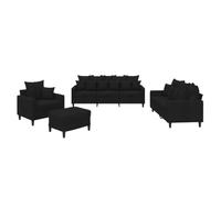 vidaXL Juego de Sofás 4 pzas, Sillones de TV con Cojines, Sofás de Descanso Relax, Asientos Tapizados para Salón Hogar, Terciopelo Negro