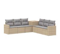 vidaXL - Juego de sofás (7 unidades, color beige y gris claro, conjunto de jardín, moderno, sofá al aire libre, muebles de ratán resistente, diseño modular para relajarse, esquinas de patio