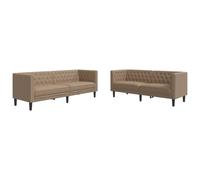 vidaXL Juego de sofás Chesterfield 2 Piezas Cuero sintético Capuchino, sofá, sillón de TV, sillón de Descanso, Asiento, sofá de Relax