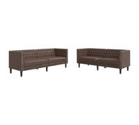 vidaXL Juego de sofás Chesterfield 2 Piezas Cuero sintético marrón, sofá, sillón de TV, sillón de Descanso, Asiento, sofá de Relax