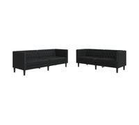 Vidaxl juego de sofás chesterfield 2 piezas cuero sintético negro