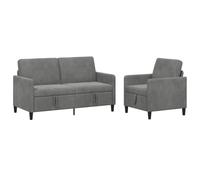 vidaXL Juego de Sofás con Almacenamiento 2 uds. Gris Oscuro Poliéster