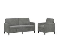 vidaXL Juego de Sofás con Almacenamiento 2 uds. Gris Oscuro Poliéster