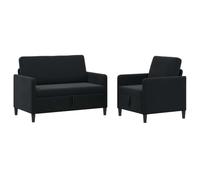 vidaXL Juego de Sofás con Almacenamiento 2 uds. Negro Poliéster