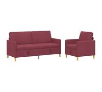 vidaXL Juego de Sofás con Almacenamiento 2 pcs Rojo Vino Poliéster, Sofá Moderno y cómodo, Juego para Interiores, Almacenamiento, Cojines de Espuma, Fundas extraíbles, diseño Minimalista