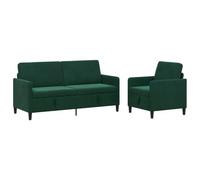 vidaXL Juego de Sofás con Almacenamiento 2 uds. Verde Oscuro Poliéster