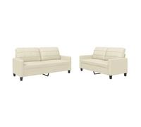vidaXL Juego de Sofás 2 pzas, Sillones de Televisión con Cojines, Sofás de Descanso Relax, Asientos Tapizados para Salón, Cuero Sintético Crema