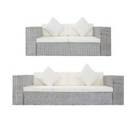 Vidaxl juego de sofás con cojines 2 piezas ratán natural gris