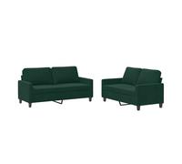 Vidaxl juego de sofás con cojines 2 piezas terciopelo verde oscuro