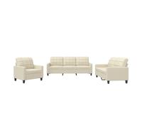 Vidaxl juego de sofás con cojines 3 piezas cuero sintético crema