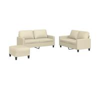 Vidaxl juego de sofás con cojines 3 piezas cuero sintético crema