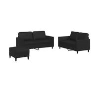 Vidaxl juego de sofás con cojines 3 piezas cuero sintético negro