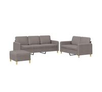 Vidaxl juego de sofás con cojines 3 piezas tela gris taupe