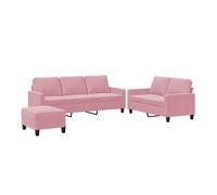 Vidaxl juego de sofás con cojines 3 piezas terciopelo rosa