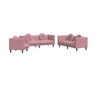 Vidaxl juego de sofás con cojines 3 piezas terciopelo rosa