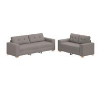 vidaXL Juego de Sofás de 2 Piezas con Cojines de Tela Verde Oscuro Asientos Cómodos Diseño Contemporáneo para Sala de Estar Acomoda a 3 Adultos Mantenimiento Fácil Fundas Desmontables Muebles Modern