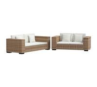 vidaXL Juego de Sofás de 2 Plazas y 3 Plazas con Cojines Sillones de Terraza Set de Muebles de Exterior Asientos de Patio Ratán Auténtico Tipo Mimbre