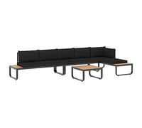 vidaXL Juego de Sofás de Esquina 4 Piezas con Cojines Conjunto de Muebles de Descansar Relajarse con Respaldo Asiento de Exterior Aluminio y WPC
