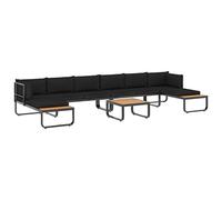 vidaXL Juego de Sofás de Esquina 5 Piezas con Cojines Conjunto de Muebles de Descansar Relajarse con Respaldo Asiento de Exterior Aluminio y WPC