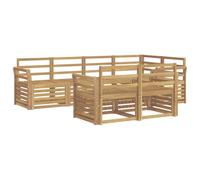 vidaXL Juego de sofás de exterior, 7 piezas, blanco, 249 x 130,5 x 73 cm, jardín, sofá esquinero moderno, acogedor salón para patio, muebles elegantes y asientos relajados
