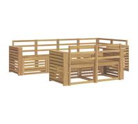 vidaXL Juego de sofás de exterior, 7 piezas, blanco, 251 x 132,5 x 73 cm, jardín, sofá esquinero moderno, acogedor salón para patio, muebles elegantes y asientos relajados