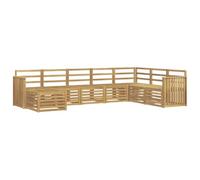 vidaXL Juego de sofás de exterior, 8 piezas, blanco, 306 x 187,5 x 73 cm, muebles de jardín, sofá moderno de exterior, juego de asientos para patio, sala de estar, comodidad duradera