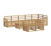 vidaXL Juego de sofás de exterior, 9 piezas, blanco, 59 x 59 x 37 cm, sofá de jardín, sofá esquinero modular, muebles modernos de exterior, juego de salón, sofá de acacia en color marrón