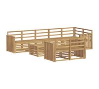 vidaXL Juego de sofás de exterior, 9 piezas, blanco, 59 x 59 x 37 cm, sofá de jardín, sofá esquinero modular, muebles modernos de exterior, juego de salón, sofá de acacia en color marrón