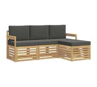 vidaXL Juego de sofás de exterior de 4 piezas blanco y antracita, sofá seccional de jardín, salón moderno, muebles de exterior para comodidad en la terraza