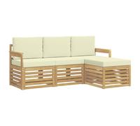 vidaXL Juego de sofás de exterior de 4 piezas blanco y crema, sofá seccional de jardín, salón moderno, muebles de exterior para comodidad en la terraza