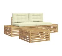 vidaXL Juego de sofás de exterior de 4 piezas, sofá al aire libre moderno, muebles seccionales robustos, sala de estar, conjunto de patio, confort en la terraza